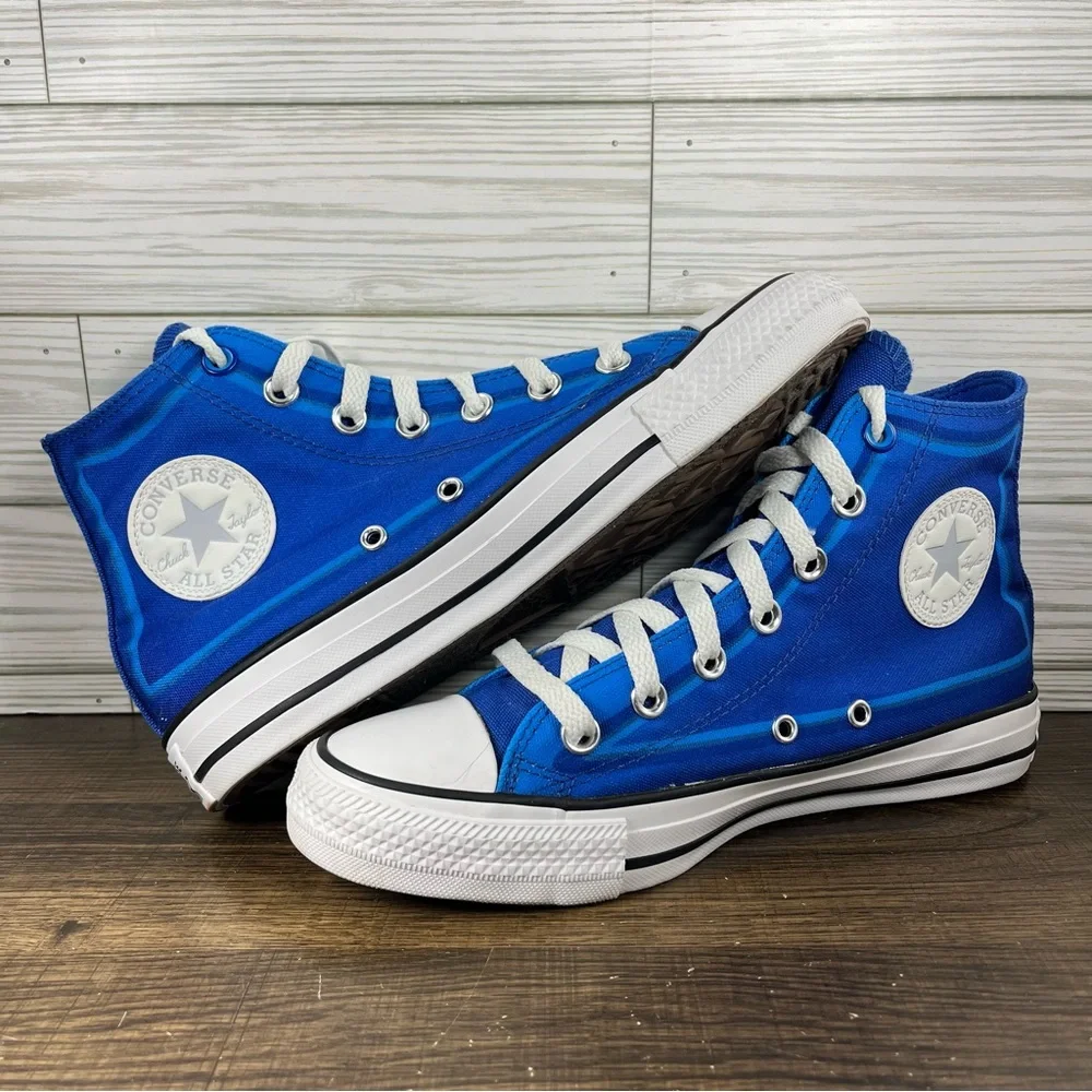 Converse High Top Sneakers in Bright Blue and White - Picture 4 of 10